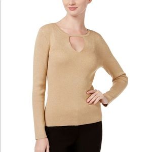 ✅INC PETITE Gold Metallic Cut Out Sweater New w/o tags